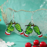 Hot selling acrylic Christmas green headed monster earrings necklace keychain bag pendant accessories in Europe and America