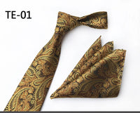 Royal Striped Paisley Ties For Men Luxury 8cm Necktie Pocket Square Cufflinks Gift Set Jacquard Weave Tie Suit Accessories