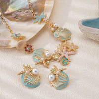 Ocean Starfish Shell Imitation Pearl Earring and Necklace Set for Women Girls Fashion Jewelry Hot Sale Party Gift 2025 New Style