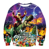 2025 European and American 3D digital printed women's hoodie Christmas snowman deer series round neck casual sweater