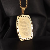 Exquisite Stainless Steel Islamic Muslim Calligraphy Arabic Pendant Necklace Men Women Religious Jewelry Accessories