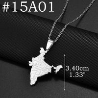 Anniyo India Pakistan Bangladesh Map Pendant Necklaces for Women Stainless Steel Jewelry #518462