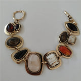 2025 New Indian Vintage Statement Resin Bracelets Women Boho Ethnic Gold Silver Plated Metal Links Charm Bracelets Jewelry