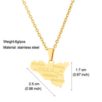 2024 new fashion stainless steel Sicily map pendant necklace temperament everything collarbone chain birthday anniversary small