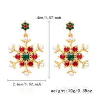 Delicate Multicolor Christmas Snowflake Stud Earrings for Women Zircon Pearl Dangle Piercing Earrings Girl New Year Party Gifts