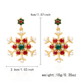 Delicate Multicolor Christmas Snowflake Stud Earrings for Women Zircon Pearl Dangle Piercing Earrings Girl New Year Party Gifts