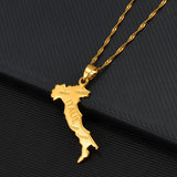 Anniyo Italy Map Pendant Necklaces for Women Girls, Italian Maps Jewelry #122710