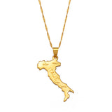 Anniyo Italy Map Pendant Necklaces for Women Girls, Italian Maps Jewelry #122710