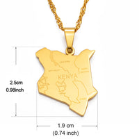 Anniyo Map of Kenya & City Name Pendant Necklaces Jewellery Silver Color/Gold Color Kenyan Map Jewelry kenyans Maps #135921