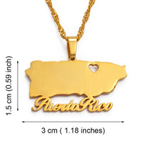 Anniyo Heart Puerto Rico Map Pendant Necklaces PR Puerto Ricans Jewelry @124821