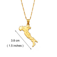 Anniyo Italy Map Pendant Necklaces for Women Girls, Italian Maps Jewelry #122710