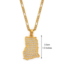 Anniyo Ghana Map With Stone Pendant Necklaces Charm Ghanaian Ethnic Jewelry for Women Men @205606