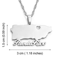 Anniyo Heart Puerto Rico Map Pendant Necklaces PR Puerto Ricans Jewelry @124821