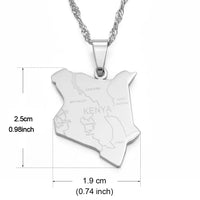 Anniyo Map of Kenya & City Name Pendant Necklaces Jewellery Silver Color/Gold Color Kenyan Map Jewelry kenyans Maps #135921