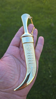 Gold plated Stainless Steel Kirpan Sikh Siri Sahib Singh Diamond Design Khanda Engraved F51R
