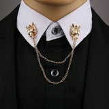 Stunning Gold Plated Vintage Look Retro Wolf Collar Chain Brooch Lapel Pin Z29
