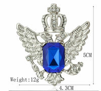 Stunning Vintage Look Silver Plated Crown Stone ROYAL Design Brooch Broach B37