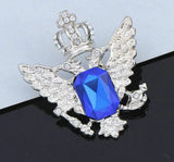Stunning Vintage Look Silver Plated Crown Stone ROYAL Design Brooch Broach B37