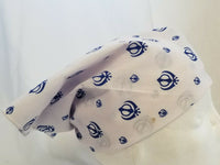 Sikh Punjabi Singh Kaur White Khalsa Khandas bandana Head Wrap Gear Rumal ZA5