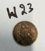 Antique Copper Jai Mata Di Hindu Devi Pindi God Good Luck Token Coin W23 Gift
