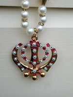Gold Plated Punjabi Sikh Khanda Stunning Pendant Red BLue Car Rear Mirror Hanger