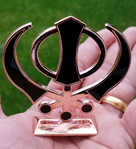 Sikh Punjabi Rose Gold Singh Kaur Khanda Khalsa Car Dashboard Desktop Stand UU3