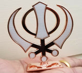 Sikh Punjabi Rose Gold Singh Kaur Khanda Khalsa Car Dashboard Desktop Stand UU4