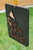 Punjabi Sikh Wooden Rabb Sukh Rakhe Nishan Sahib Pendant Car Mirror Hanger KK4