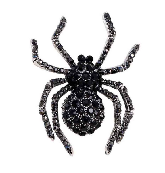 Black Widow Spider Brooch Vintage Look Silver Plated Suit Coat Broach Pin ZY2