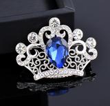 Crown Brooch Stunning Vintage Look Silver Plated Stones ROYAL Design Broach ZY4