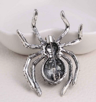 Black Widow Spider Brooch Vintage Look Silver Plated Suit Coat Broach Pin ZY2