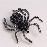 Black Widow Spider Brooch Vintage Look Silver Plated Suit Coat Broach Pin ZY2