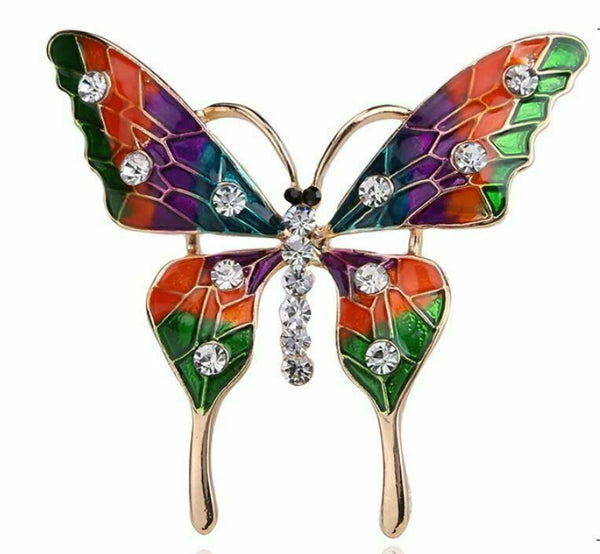 Vintage Look Gold Plated Stunning Butterfly Brooch Suit Coat Broach Pin B49M