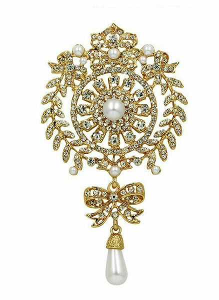 Stunning Vintage Look Gold plated King Royal Celebrity Brooch Broach Pin B49V