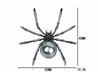 Vintage Look Silver Plated BLACK Spider Brooch Suit Coat Broach Pin Collar MK2
