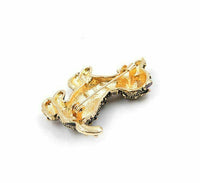 Stunning Vintage Look Gold plated Brown enamel Dog Puppy Brooch Broach Pin B60