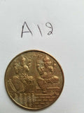 Antique Silver plated Lucky Lakshmi Ganesh Shiri HINDU Good Luck Token Coin A12