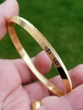 Laser Khanda Engraved Gold Plated Sikh Singh Kaur Khalsa Kara Kada Bangle AA2