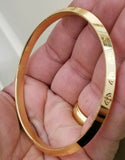 Laser Khanda Engraved Gold Plated Sikh Singh Kaur Khalsa Kara Kada Bangle AA2