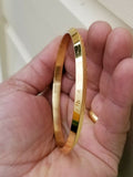 Laser Khanda Engraved Gold Plated Sikh Singh Kaur Khalsa Kara Kada Bangle AA2