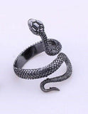 Evil Eye Protection Amulet Black Silver Plated Snake Hindu Ring Adjustable Z25