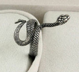 Evil Eye Protection Amulet Black Silver Plated Snake Hindu Ring Adjustable Z25