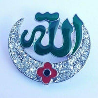 OnlineSikhStore Stunning Diamonte Silver Plated WAR Remembrance Day Poppy Allah Muslim Brooch Pin