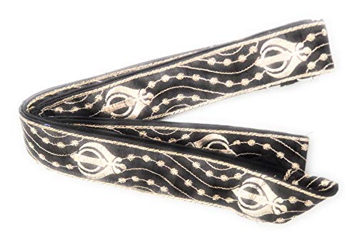 OnlineSikhStore Black Sikh Singh Kaur Khalsa Adjustable Gatra Belt for Siri Sahib or Kirpan with embroidery Khandas