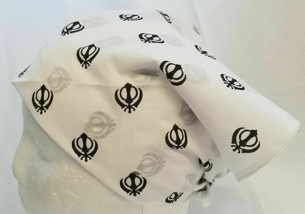 Sikh Punjabi Singh Kaur White Khalsa Khandas bandana Head Wrap Gear Rumal Hanky