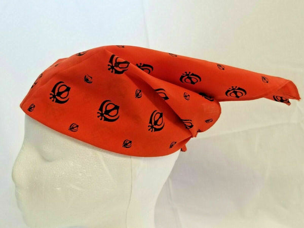 Sikh Punjabi Singh Kaur Orange Khalsa Khandas bandana Head Wrap Gear Rumal ZA2