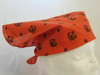 Sikh Punjabi Singh Kaur Orange Khalsa Khandas bandana Head Wrap Gear Rumal ZA2