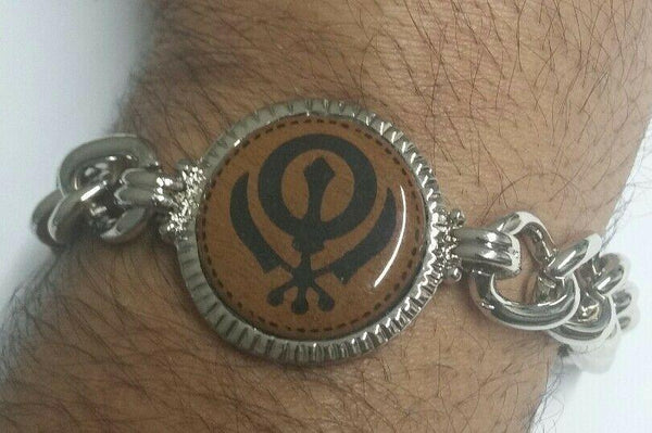 Stunning Steel Singh Khalsa Sikh Khanda Chain Bracelet  Lovely Punjabi design D