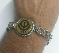 Stunning Steel Singh Khalsa Sikh Khanda Chain Bracelet  Lovely Punjabi design E