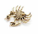 Stunning Vintage Look Copper Colour Cream CRAB Designer Brooch Broach Pin B55